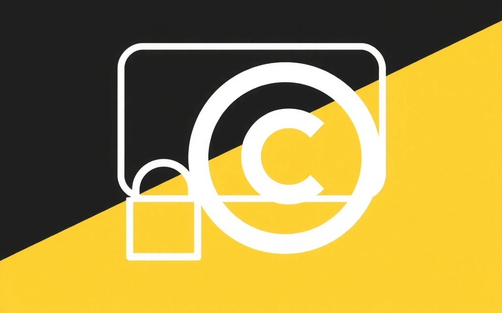 Illustration eines Copyright-Symbols und einer geschützten digitalen Leinwand, die geistiges Eigentum darstellt